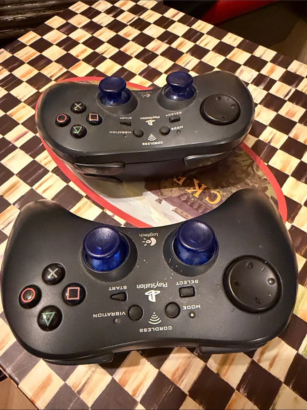 Logitech Wireless PlayStation Controller Pair - Black with Blue Thumbsticks